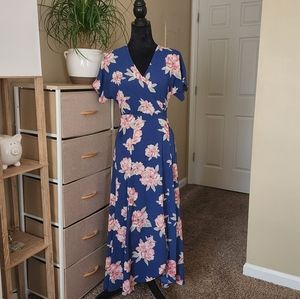 Bobeau Floral Wrap Dress, Size XS, Modest